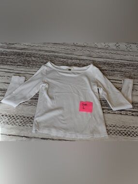 Universal Thread White Ribbed Boatneck Long Sleeve Top